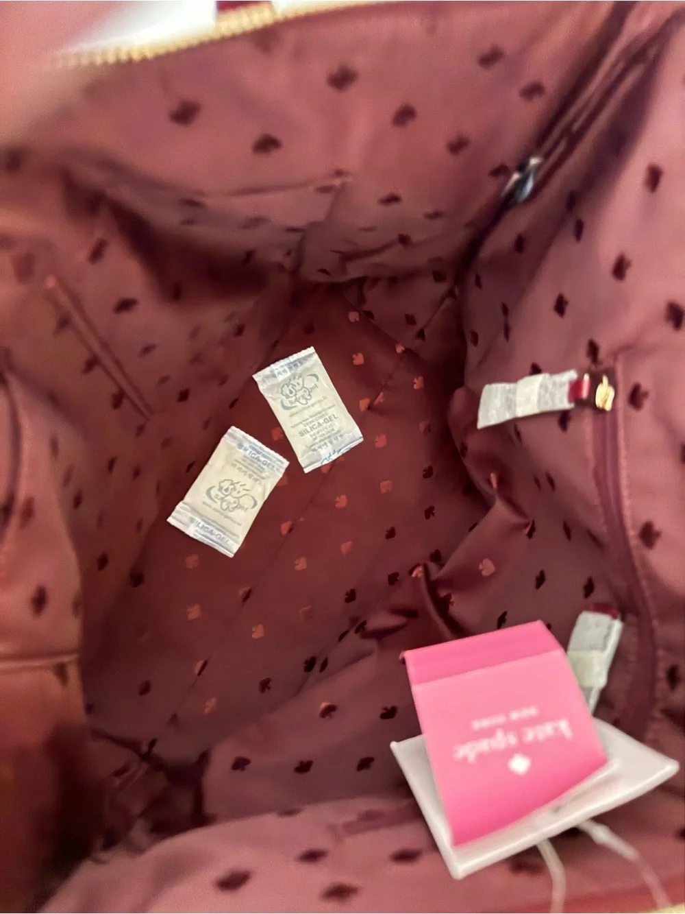kate spade New York Hayden Burgundy and Pink Polka Dot Tote Bag
